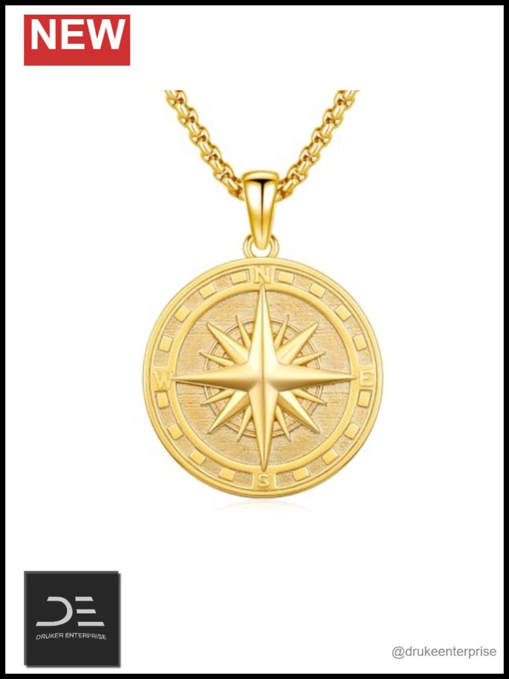 925 Sterling Silver Vintage Compass Pendant Necklace for Graduation Gift Travel
